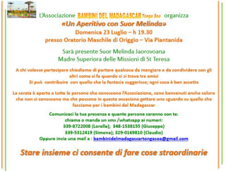 Bambini del Madagascar Tonga Soa - Cena Suor Melinda