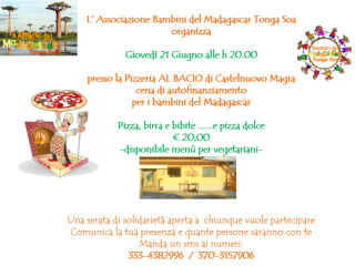 Bambini del Madagascar Tonga Soa - Cena Pizzeria al bacio