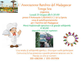 Bambini del Madagascar Tonga Soa - Cena 25 giugno 2018