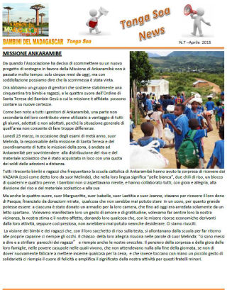 Tonga Soa News n.07 - Aprile 2015