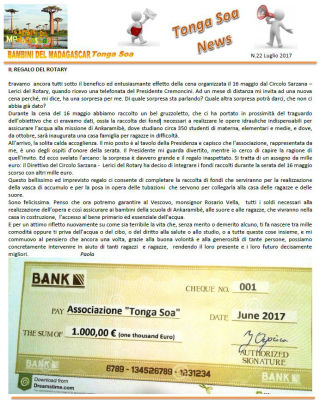 Tonga Soa News n.22 - Luglio 2017