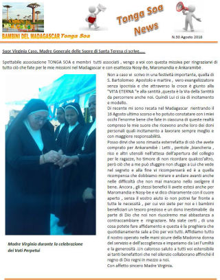 Tonga Soa News n.30 - Agosto 2018